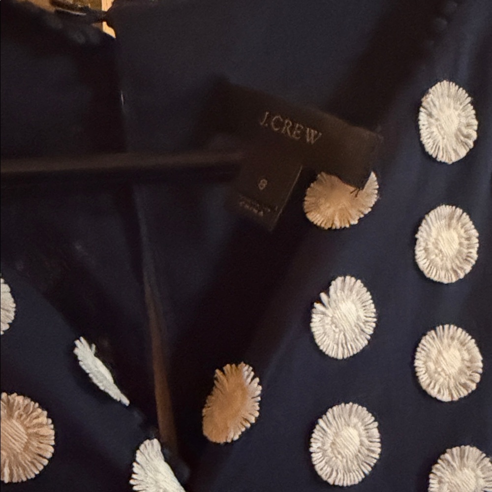 J. Crew Midnight Blue Dress with Cream Dots - Picture 2 of 5